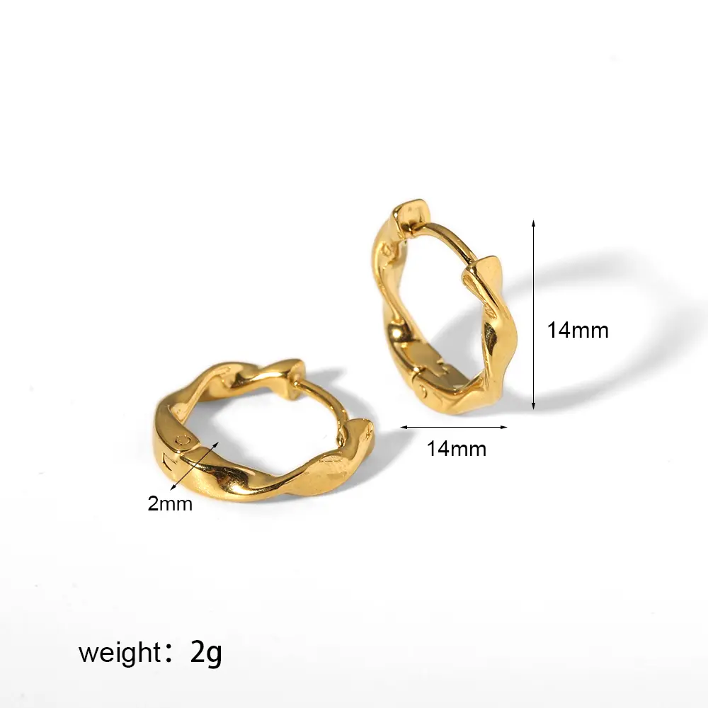 1 Pair Simple Commute Style Twist Geometric Stainless Steel 18K Gold Plated Women's Hoop Earrings h5 Picture2